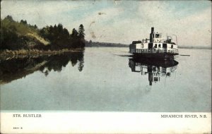 Miramichi River New Brunswick NB Steamer Rustler Boat c1910 Vintage Postcard