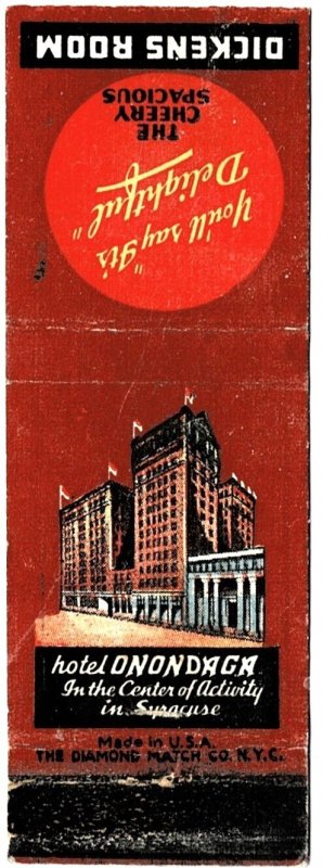 Syracuse NY - Hotel Onondoga matchbook cover