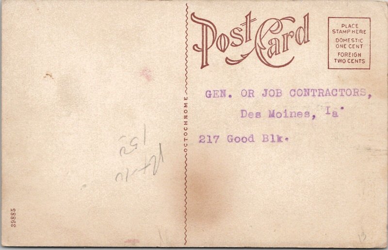 Des Moines Iowa Central State Bank Interior Teller Cage c1915 Postcard X11