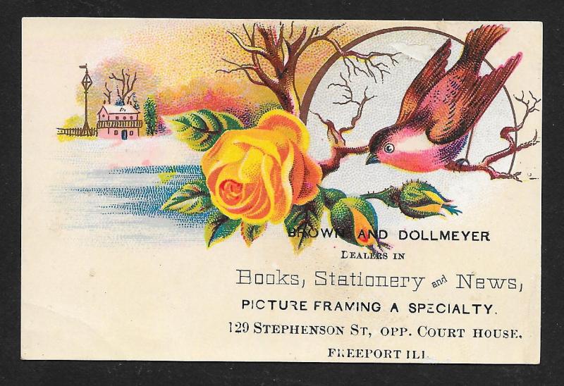 VICTORIAN TRADE CARD Brown Dollmeyer Books Stationary & News