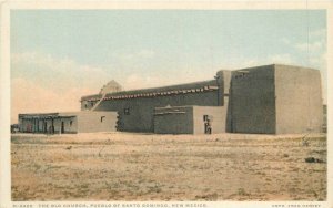 New Mexico Santo Domingo The Old Church Pueblo Harvey Postcard 22-4816