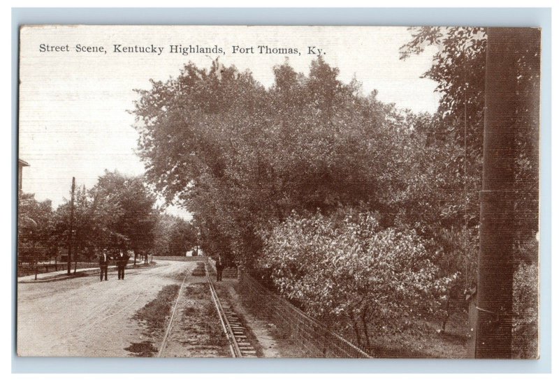 Vintage Street Scene Fort Thomas, Ky. Trolly Stop Postcard P172E