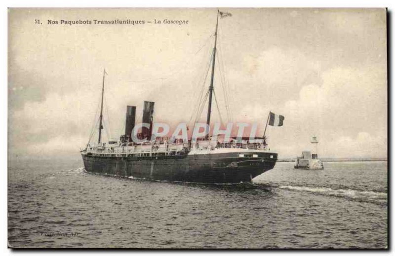 Old Postcard Our Transatlantic liners Gascony