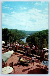 1961 Cumberland Kentucky Postcard Scenic View River Valley Dupont Lodge Terrace