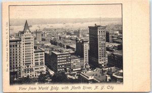 Postcard - View from World Building w/ North River, New York City, New York, USA