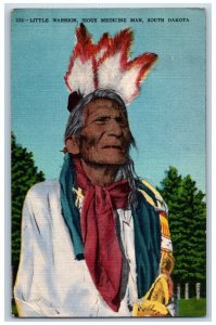 Deadwood South Dakota SD Postcard Little Warrior Sioux Medicine Man 1952 Vintage