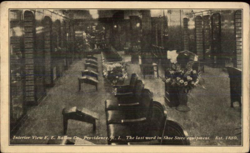 Providence RI FE Ballou Co Shoe Store Interior c1910 Postcard