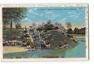 Milwaukee Wisconsin WI Postcard 1922 Washington Park The Monkey Island