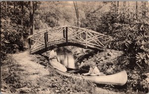Women in Canoe, Japanese Bridge, Pocono Manor PA c1908 Vintage Postcard L43