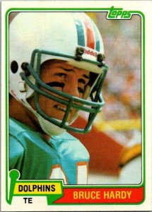 1981 Topps Football Card Bruce Hardy Miami Dolphins sk60212