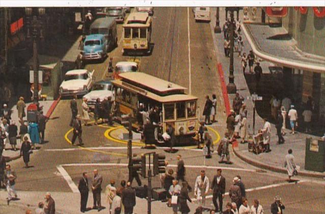 California San Francisco Cable Car On Turntable At Powell and Market Streets