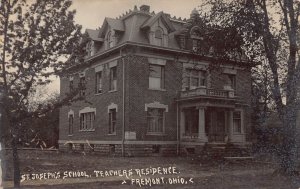 J80/ Fremont Ohio RPPC Postcard c1910 St Joseph School Teacher Home 462