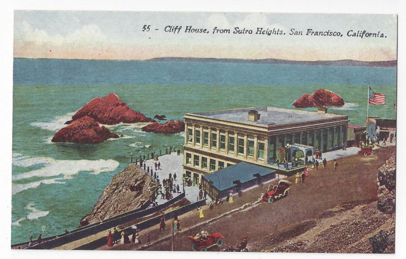 San Francisco CA Cliff House from Sutro Heights Vintage Edw H Mitchell Postcard