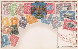 Mexico, Classic Stamp Images on Early Postcard, Published by Ottmar Zieher