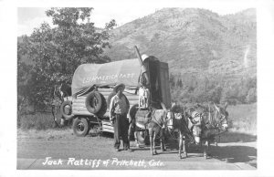 Pritchett Colorado Jack Ratliff Donkey Covered Wagon Real Photo Postcard AA48636