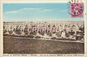 Old Postcard surroundings Suippes Marne Souain A view of Military Cemetery 45...