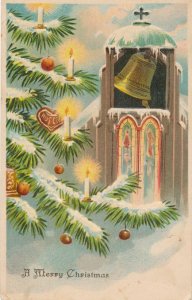 Christmas Greetings - Bell and Church Doors - Christmas Day - ASB - pm 1908 - DB