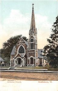 Unitarian Church, Brattleboro, Vermont 1906 Vintage Postcard
