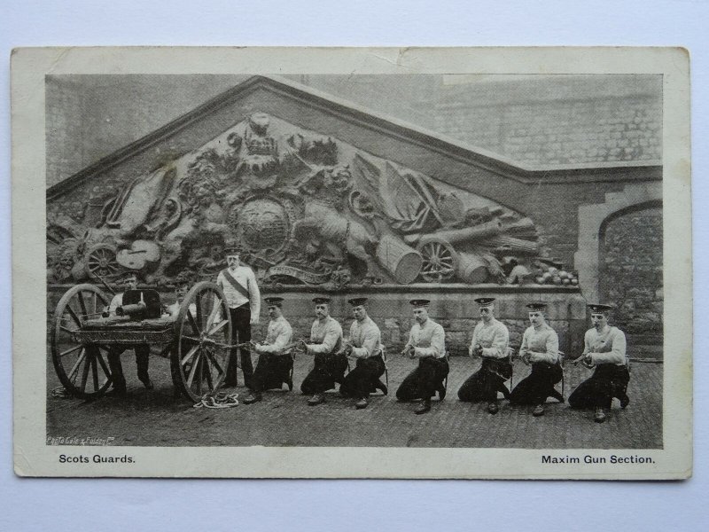 Scotland Military THE SCOTS GUARDS Maxim Gun Section c1906 Postcard by G&P