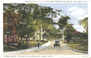 Street Scene Hospital Grounds, Ancon Canal Zone Panama 1925 Missing Stamp 