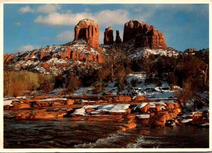 Arizona Oak Creek Canyon Winter Scene Showing Cathedral Rock and Red Rock Cro...