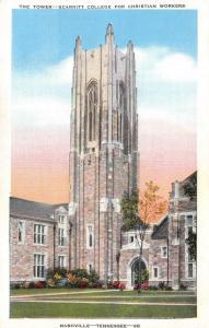 NASHVILLE, TN Tennessee TOWER~SCARRITT COLLEGE~Christian Workers c1940s Postcard