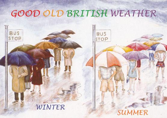 Good Old British Weather Always Raining London Tourist Comic Humour Postcard