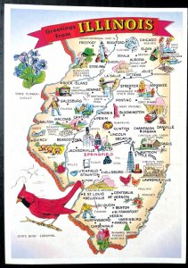 Vintage Postcard 1980 Greetings from Illinois - Highlight Map of State (IL)