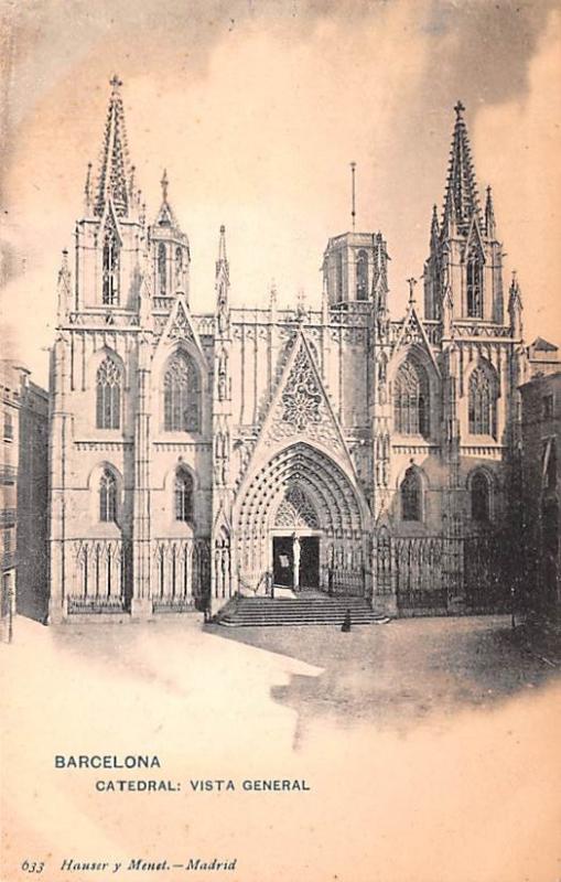 Spain Old Vintage Antique Post Card Catedral, vista general Barcelona Unused