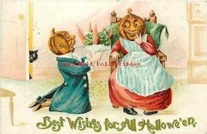 Halloween, Two Pumpkin Heads One on His Knees, Gottschalk No 2040