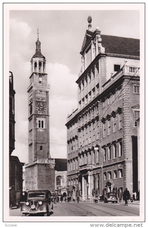 RP: Augsburg , Perlachturm und Rathaus , Germany , 1940s