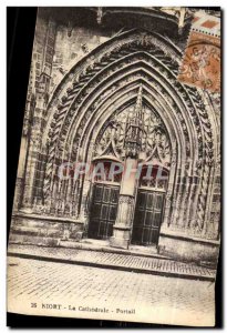 Old Postcard Niort La Cathedrale Portal