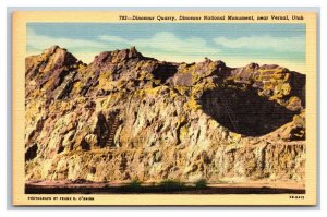 Dinosaur National Monument Fossil Bone Quarry Vernal UT UNP Linen Postcard U10