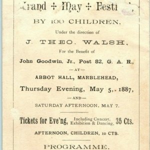 1887 J Theo Walsh Marblehead Grand Festival Civil War GAR Post 82 Trade Card C10