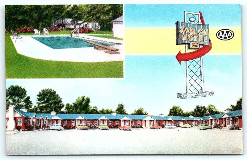 Postcard MO Poplar Bluff Avalon Motel  C2