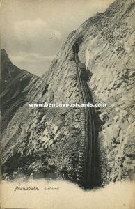 switzerland, PILATUSBAHN, Eselwand mit Zug, Mountain Railway Train (1906)