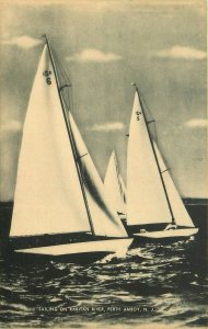 Sailing On The Raritan River, Perth Amboy New Jersey • Vintage Postcard c1920