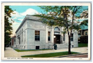 1938 Post Office Building Scene Street Wallingford Connecticut CT Postcard 