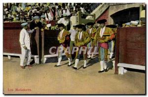 Old Postcard Bullfight Los Matadores Bulls Race