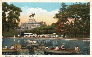 Vintage Postcard 1920's Grant Monument Lincoln Park Chicago Illinois ILL