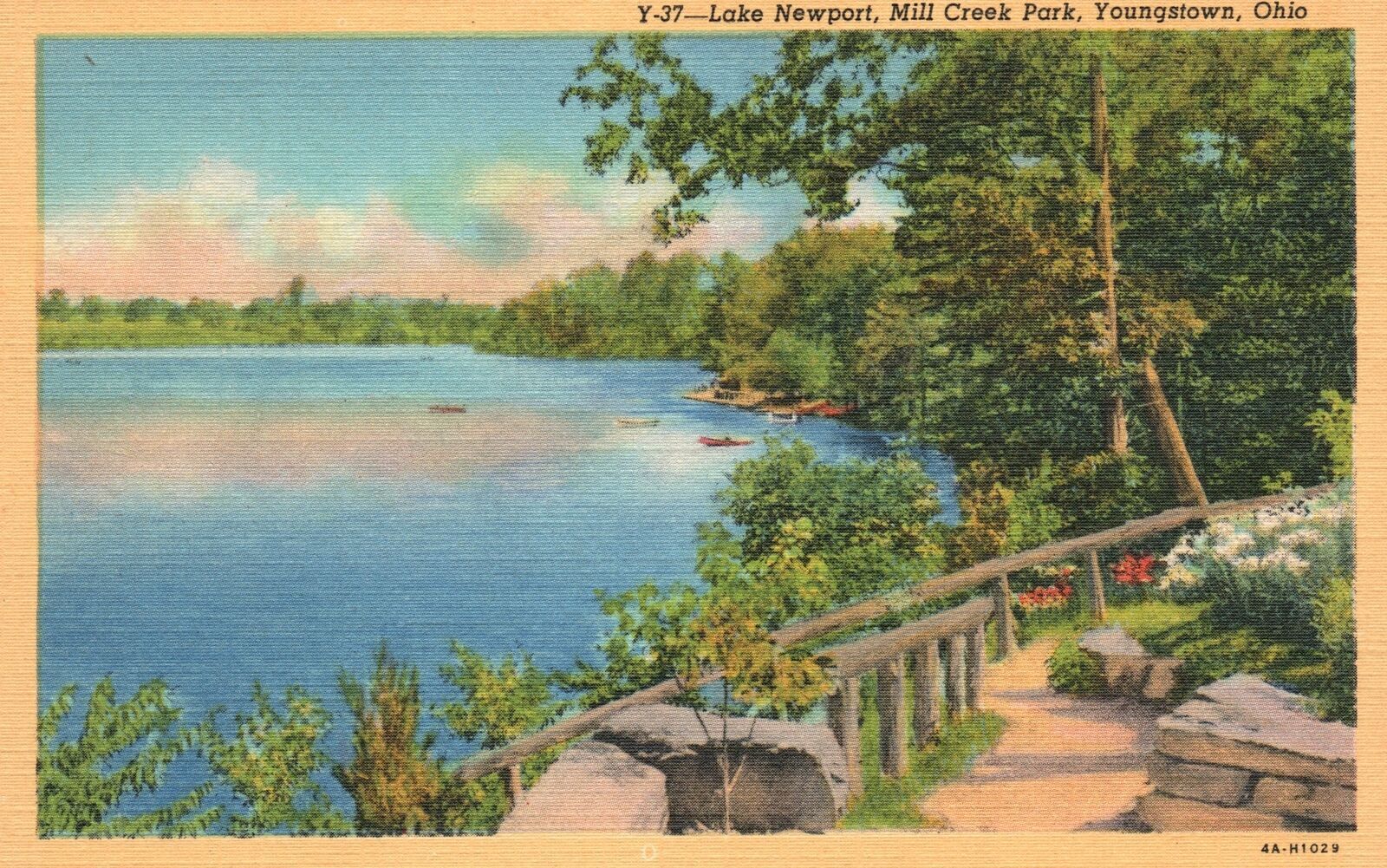 Vintage Postcard 1920's View of Lake Newport Mill Creek Park Youngstown ...