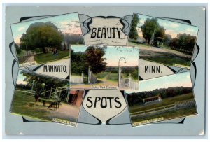1912 Beauty Spots Lincoln Sibley Lover Park Mankato Minnesota Multiview Postcard