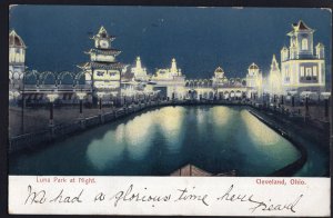 Ohio CLEVELAND Luna Park at Night - Und/B - Vintage - pm1906