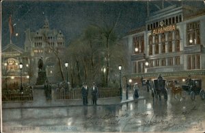 London Leicester Square Rainy Night Alhambra TUCK c1900-20s Vintage Postcard