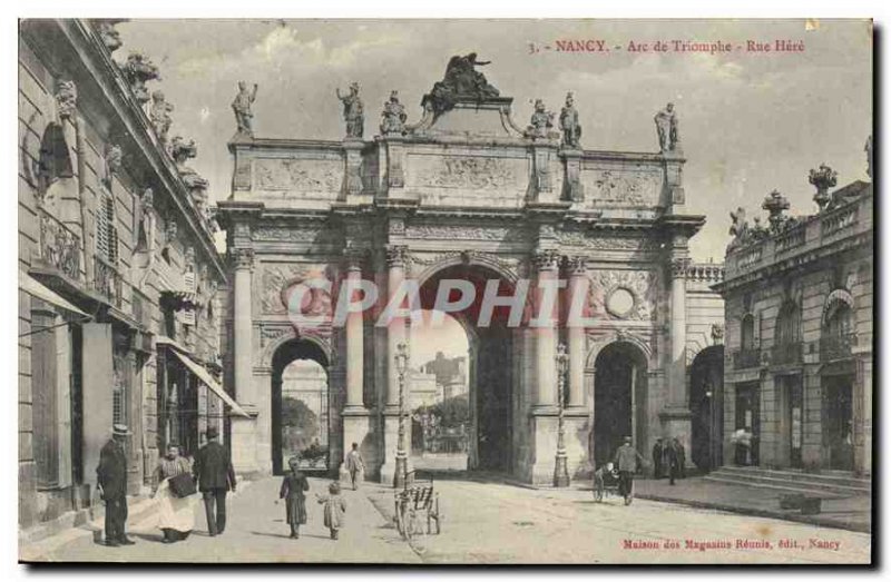 Old Postcard Nancy Arc de Triomphe Street Here