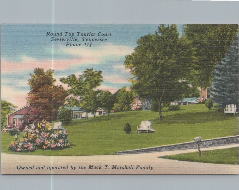 Postcard Round Top Tourist Court Sevierville Tennessee TN