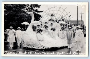 Portland Oregon OR Postcard RPPC Photo Queens Float 1948 Rose Festival c1940's