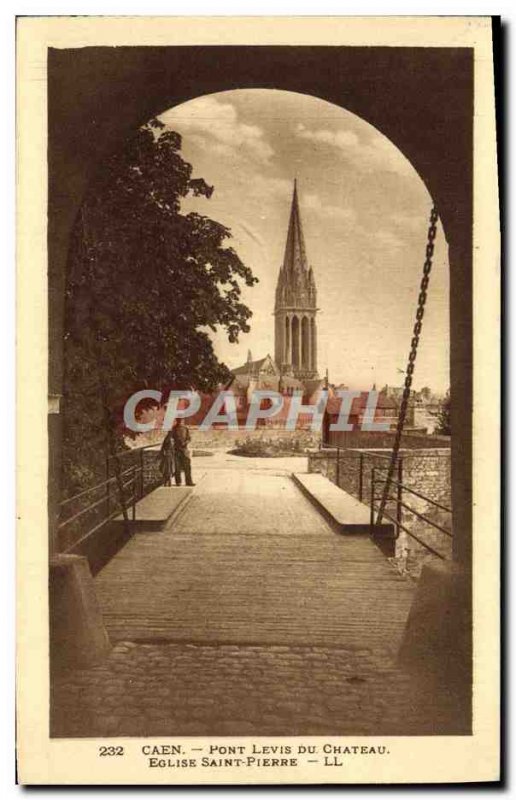 Old Postcard Caen L & # 39Eglise Pont-Saint-Pierre Levis Du Chateau