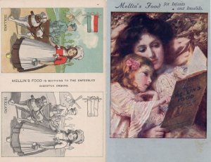 Mellin's Childrens & Infants Food 2x Antique Advertising Postcard s