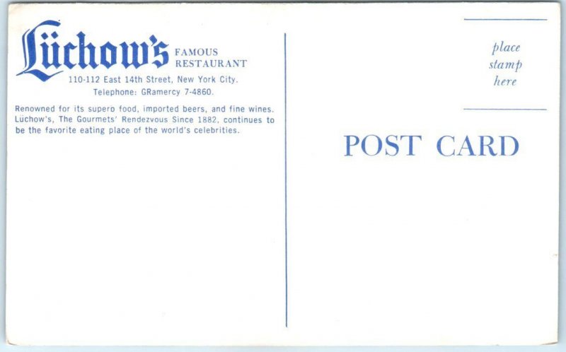 Postcard - Luchow's Famous Restaurant - New York City, New York 